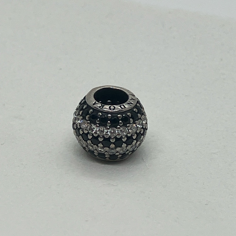 Pandora 925 Sterling Nautical Pave Lights Black Clear CZ Charm Bead | 791172NCK